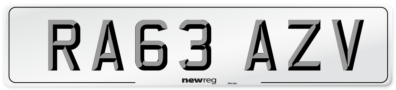 RA63 AZV Number Plate from New Reg